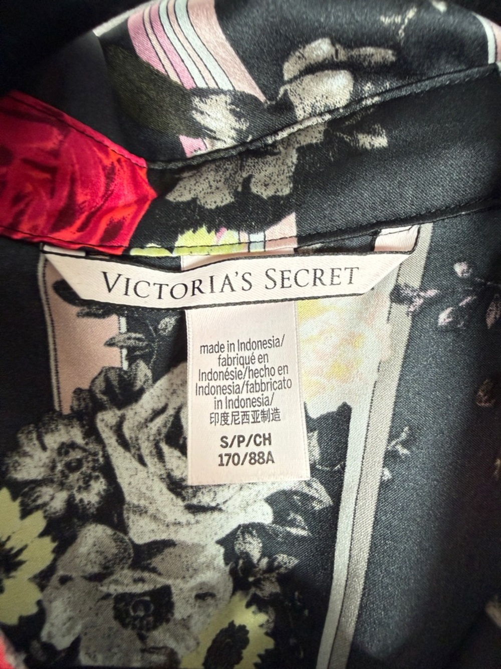 Victoria’s Secret Satin Floral Pajama Set Matching Lounge Set Black | Size S - Picture 16 of 17